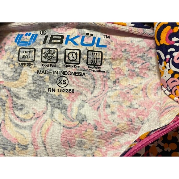 NWT IBKUL Marissa Paisley Quarter Zip Pullover Sz XS Hot Pink Floral Long Sleeve - Picture 2 of 13